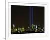 Two Beams of Light Light up the Sky Above Manhattan-null-Framed Photographic Print