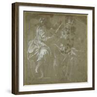 Two Bearded Prophets Seated, Holding Open Books-Polidoro da Caravaggio-Framed Giclee Print