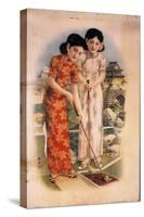 Two Beauties Playing Golf-null-Stretched Canvas