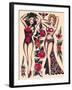Two Beautiful Women, Authentic Vintage Tatooo Flash by Norman Collins, aka, Sailor Jerry-Piddix-Framed Art Print