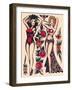 Two Beautiful Women, Authentic Vintage Tatooo Flash by Norman Collins, aka, Sailor Jerry-Piddix-Framed Art Print