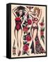 Two Beautiful Women, Authentic Vintage Tatooo Flash by Norman Collins, aka, Sailor Jerry-Piddix-Framed Stretched Canvas