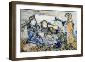 Two Bedouins Drinking Tea, Watercolor by Soubhi Abdul Naef from Countryside around Euphrates-null-Framed Giclee Print