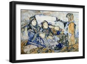 Two Bedouins Drinking Tea, Watercolor by Soubhi Abdul Naef from Countryside around Euphrates-null-Framed Giclee Print