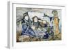 Two Bedouins Drinking Tea, Watercolor by Soubhi Abdul Naef from Countryside around Euphrates-null-Framed Giclee Print