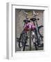 Two Bicycles with a Flower Chain, Amsterdam, Netherlands, Europe-Amanda Hall-Framed Photographic Print