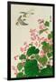 Two Birds and Begonia in Rain-Koson Ohara-Framed Giclee Print