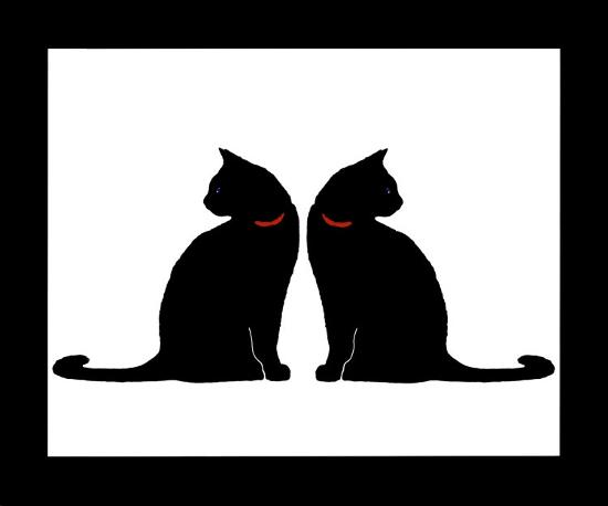 Two Black Cats-null-Stretched Canvas