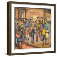 Two Blind Male Singers with Guitar and Accordian Surrounded by an Appreciative Crowd-Ronald Ginther-Framed Giclee Print