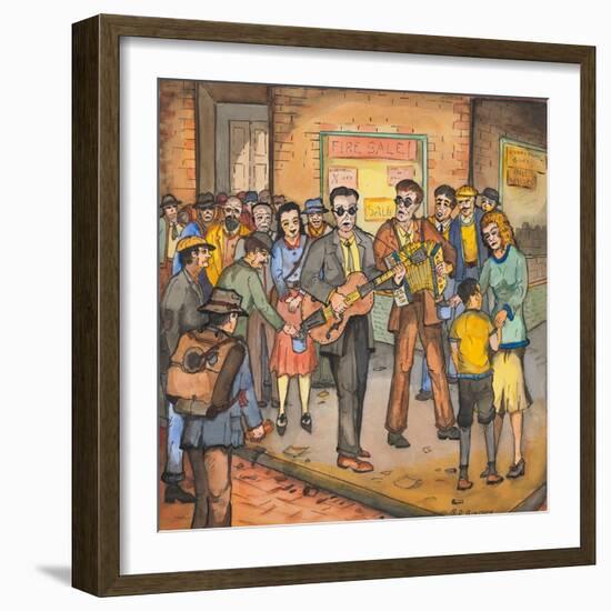 Two Blind Male Singers with Guitar and Accordian Surrounded by an Appreciative Crowd-Ronald Ginther-Framed Giclee Print