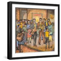 Two Blind Male Singers with Guitar and Accordian Surrounded by an Appreciative Crowd-Ronald Ginther-Framed Giclee Print