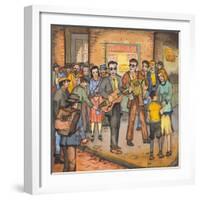 Two Blind Male Singers with Guitar and Accordian Surrounded by an Appreciative Crowd-Ronald Ginther-Framed Giclee Print