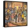 Two Blind Male Singers with Guitar and Accordian Surrounded by an Appreciative Crowd-Ronald Ginther-Framed Stretched Canvas