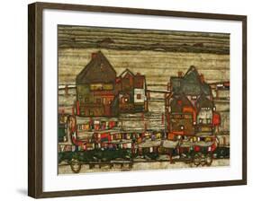 Two Blocks of Houses with Cloth Lines or the Suburbs (II), 1914-Egon Schiele-Framed Giclee Print