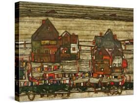 Two Blocks of Houses with Cloth Lines or the Suburbs (II), 1914-Egon Schiele-Stretched Canvas