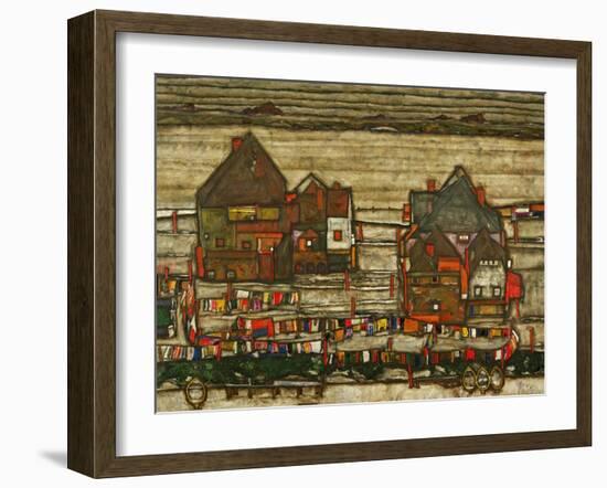 Two Blocks of Houses with Cloth Lines or the Suburbs (II), 1914-Egon Schiele-Framed Giclee Print