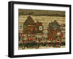 Two Blocks of Houses with Cloth Lines or the Suburbs (II), 1914-Egon Schiele-Framed Giclee Print