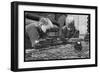 Two Blond Boys are Absorbed by Their Model Train Set-null-Framed Art Print