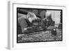 Two Blond Boys are Absorbed by Their Model Train Set-null-Framed Art Print