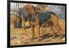 Two Bloodhounds Standing-Louis Agassiz Fuertes-Framed Art Print