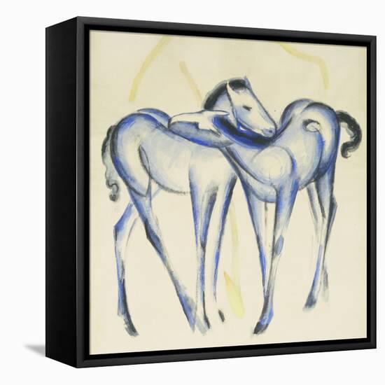 Two Blue Horses-Franz Marc-Framed Stretched Canvas