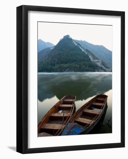 Two Boats on Jintang Lake Beside Great Wall of China, UNESCO World Heritage Site, Huanghuacheng (Ye-Kimberly Walker-Framed Photographic Print