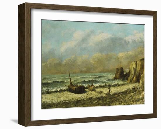 Two Boats on the Beach-Gustave Courbet-Framed Giclee Print