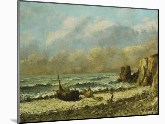 Two Boats on the Beach-Gustave Courbet-Mounted Giclee Print