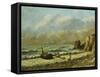 Two Boats on the Beach-Gustave Courbet-Framed Stretched Canvas