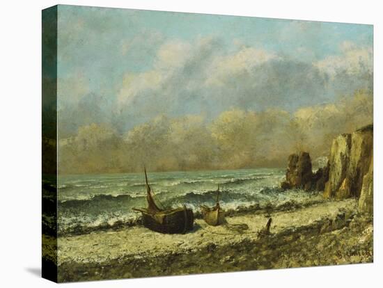 Two Boats on the Beach-Gustave Courbet-Stretched Canvas