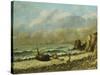 Two Boats on the Beach-Gustave Courbet-Stretched Canvas