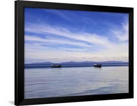 Two Boats on the Lake, Kollabaya, Challapampa, Isla del Sol, Lake Titicaca, Bolivia, South America-Simon Montgomery-Framed Photographic Print