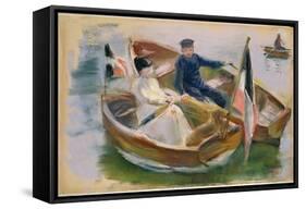 Two Boats with Flags, Wannsee, 1910-Max Liebermann-Framed Stretched Canvas