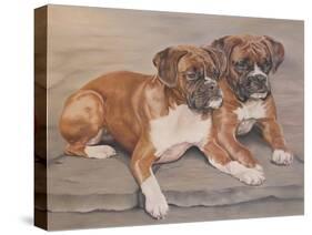 Two Boxer Dogs-Janet Pidoux-Stretched Canvas