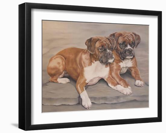 Two Boxer Dogs-Janet Pidoux-Framed Giclee Print