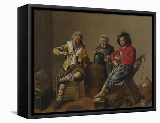 Two Boys and a Girl Making Music, 1629-Jan Miense Molenaer-Framed Stretched Canvas