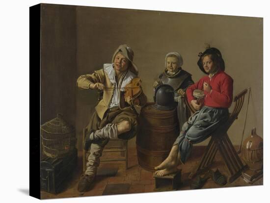 Two Boys and a Girl Making Music, 1629-Jan Miense Molenaer-Stretched Canvas