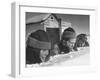 Two Boys and a Girl Up to Their Necks in a Snowdrift,Nibbling at the Snow-George Silk-Framed Photographic Print