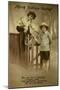 Two Boys at a Garden Gate on a Birthday Postcard-null-Mounted Art Print