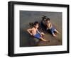 Two Boys Bathe with Their Water Buffalo in the Mekong River, Eastern Cambodia, Indochina-Andrew Mcconnell-Framed Photographic Print