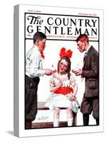 "Two Boys Bringing Girl Ice Cream," Country Gentleman Cover, July 5, 1924-George Brehm-Stretched Canvas