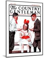 "Two Boys Bringing Girl Ice Cream," Country Gentleman Cover, July 5, 1924-George Brehm-Mounted Giclee Print