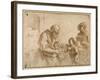 Two Boys Comforted by a Bearded Elder, While Another Bearded, Middle-Aged Man Reads a Book-Guercino (Giovanni Francesco Barbieri)-Framed Giclee Print