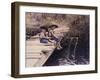 Two Boys Fishing Off of Bridge-Nora Hernandez-Framed Giclee Print