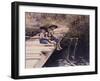 Two Boys Fishing Off of Bridge-Nora Hernandez-Framed Giclee Print