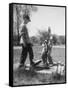 Two Boys Getting Water from a Pump at Rural School-Thomas D^ Mcavoy-Framed Stretched Canvas