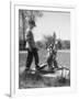 Two Boys Getting Water from a Pump at Rural School-Thomas D^ Mcavoy-Framed Photographic Print