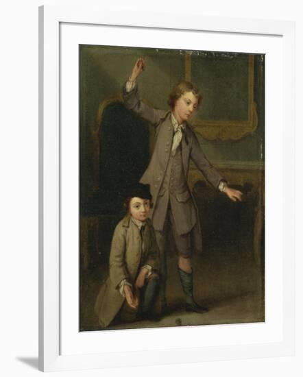 Two Boys of the Nollekens Family, Probably Joseph and John Joseph, Playing at Tops, 1745-Joseph Francis Nollekens-Framed Giclee Print