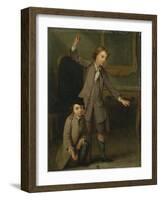 Two Boys of the Nollekens Family, Probably Joseph and John Joseph, Playing at Tops, 1745-Joseph Francis Nollekens-Framed Giclee Print