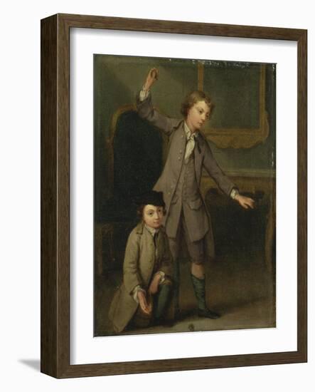 Two Boys of the Nollekens Family, Probably Joseph and John Joseph, Playing at Tops, 1745-Joseph Francis Nollekens-Framed Giclee Print